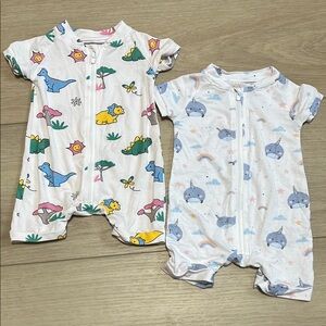 LVKiss Bamboo Viscose Colorful Dinosaur and Narwhal Baby Summer Rompers Size 0-3